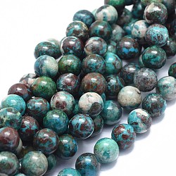 Chapelets de perles en chrysocolle naturelle, ronde, 10mm, Trou: 1mm, Environ 38 pcs/chapelet, 15.5 pouce (39.5 cm)