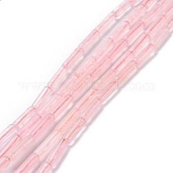 Granos naturales de abalorios de cuarzo rosa, columna, 13x4mm, agujero: 1.4 mm, aproximamente 28 pcs / cadena, 15.20'' (38.6~39.1 cm)