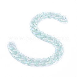 Handmade Acrylic Curb Chains, AB Color, Pale Turquoise, Links: 16.5x11.5x3.5mm, 39.37 inch(1m)/strand