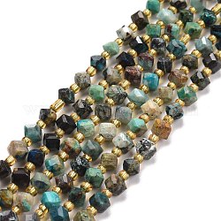 Chapelets de perles en chrysocolle naturelle, avec des perles de rocaille, facette, perles de cube en diagonale, 5~6x5~6x4~5mm, Trou: 1mm, Environ 49~55 pcs/chapelet, 15.35''~15.75'' (39~40 cm)