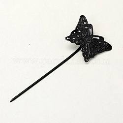 Железная фурнитура для шпильки, с латунной лоток бабочки, без никеля , металлический черный, 58 мм