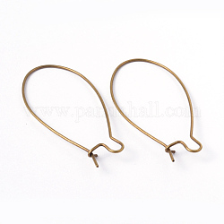 Brass Hoop Earrings Findings Kidney Ear Wires, Antique Bronze Color, Lead Free, Cadmium Free and Nickel Free, 18 Gauge, 43x20x1mm