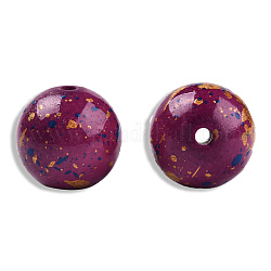 Rociar perlas de resina pintadas, redondo, púrpura, 20x19mm, agujero: 2~2.4 mm