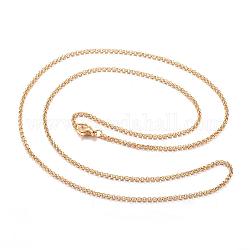 304 из нержавеющей стали ROLO цепи ожерелья, золотые, 19.6 дюйм (50 см), 2 мм