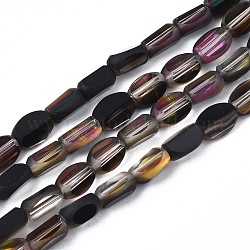 Electroplate Glass Beads Strands, Faceted, Half Plated, Cuboid, Black Plated, 6~7x4~5x3mm, Hole: 0.8mm, about 80pcs/strand, 20.08 inch~ 20.31 inch(51~51.6cm)