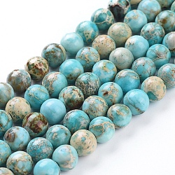 Brins de perles de jaspe impérial naturel, teinte, ronde, turquoise, 8mm, Trou: 2mm, Environ 50 pcs/chapelet, 15.16 pouce (38.5 cm)