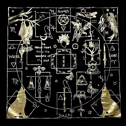 Алтарная ткань из полиэстера, сова лошадь волк колдовские принадлежности, скатерть для покрытия стола Таро, Викканская квадратная духовная священная ткань, чёрные, 600x600 мм