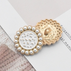 Botones de esmaltado de aleación, con perlas de imitación de plástico, para accesorios de ropa, blanco, 23mm