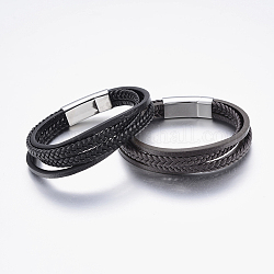 Pelle cavo braccialetto multi-filo, con 304 in acciaio inossidabile fermagli magnetici, colore misto, 8-5/8 pollici (22 cm)