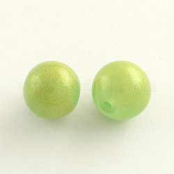 Runde  Lackierte Glasperlen Stränge, gelb-grün, 8 mm, Bohrung: 1.3~1.6 mm, ca. 100 Stk. / Strang, 31.4 Zoll