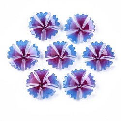 Abalorios de plástico, flor, azul real, 21~22x22x5~5.5mm, agujero: 1 mm