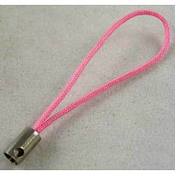 Ремешок для мобильного телефона, красочные поделки сотовый телефон ремни, нейлоновая петля для шнура с концами из сплава, розовые, 50~60 мм
