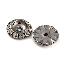 Messingkristallrhinestone-Perlen, Flachrund, Metallgrau, 13x3~3.5 mm, Bohrung: 1.6~2 mm