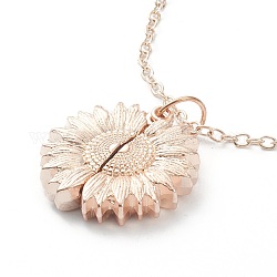 Openable Alloy Pendant Necklaces, with Cable Chains, Sunflower with Word You Are My Sunshine, Rose Gold, 20.08 inch(51cm)