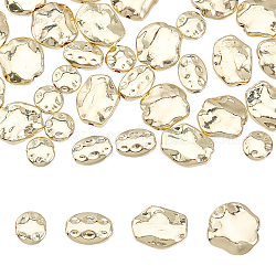 Chgcraft 60pcs 4 perles en alliage de style, sans cadmium et sans plomb, plat rond & ovale & pépites, or clair, 7~13x7~12x3~4mm, Trou: 0.8~1.2mm, 15 pièces / style