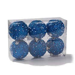 Рождественский шар из пенопласта и пластиковой имитации жемчужной подвески, для подвесных украшений на елку, Плут синий, 141~150x80~82 мм, 6 шт / коробка