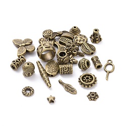 Tibetischer stil legierung perlen, Mischformen, Antik Bronze, 4~22x4~22x2~8 mm, Bohrung: 1~5 mm