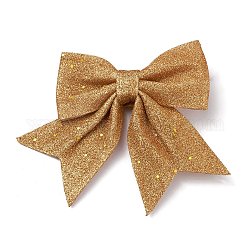 Decorazione ciondolo bowknot in tessuto glitterato, per gli ornamenti d'attaccatura della scatola regalo dell'albero di Natale, goldenrod, 165~180x160~175x19~20mm