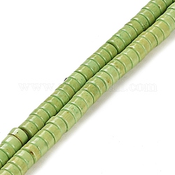 Abalorios de turquesas sintéticas hebras, disco, teñido, abalorios heishi, verde amarillo, 4.5x2.5mm, agujero: 1.2 mm, aproximamente 158 pcs / cadena, 15.28 pulgada (38.8 cm)