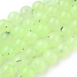 Chapelets de perles en préhnite naturelle, ronde, 10mm, Trou: 1mm, Environ 40 pcs/chapelet, 15.5 pouce (39.5 cm)