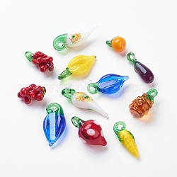 Manuell Murano Glas Perlen, Mischfarbe, Größe: ca. 10.5~15mm Durchmesser, 22~34.5 mm lang, Bohrung: 3 mm