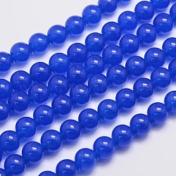 Filamenti di perline naturali e tinti Malesia giada, tondo, blu, 10mm, Foro: 1.0 mm, circa 38pcs/filo, 15 pollice