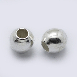 Sterling Silber Zwischenperlen, Runde, Silber, 3 mm, Bohrung: 1 mm