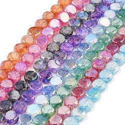 Fili di perline giada di vetro imitato, ab colore placcato, sfaccettato, rotondo e piatto, colore misto, 7x3.5mm, Foro: 1.4 mm, circa 59pcs/filo, 16.22'' (41.2 cm)