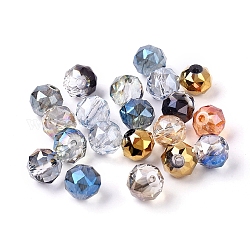 Chapelets de perles en verre électroplaqué, facette, ronde, couleur mixte, 8mm, Trou: 1mm