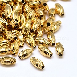 Eco-Friendly Brass Oval Beads, Lead Free & Cadmium Free & Nickel Free, Golden, 7.5x4mm, Hole: 1mm