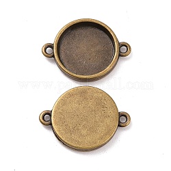 Support de cabochon de connecteur de style tibétain, bronze antique, sans plomb et sans cadmium et sans nickel, plat rond, Plateau: 15 mm, 25x18x3mm, Trou: 2mm