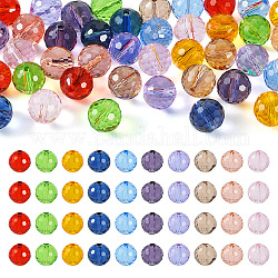 Pandahall 40 pièces 10 couleurs imitation perles de cristal autrichien, grade AAA, facette, ronde, couleur mixte, 10mm, Trou: 0.9~1mm, 4 pcs / couleur