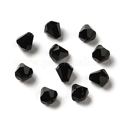 Cuentas de vidrio austriaco de imitación de vidrio, facetados, diamante, negro, 8x7.5mm, agujero: 0.9 mm