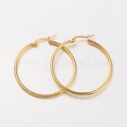 Ring 304 Stainless Steel Big Hoop Earrings, Golden, 12 Gauge, 40x2mm, Pin: 1x0.7mm