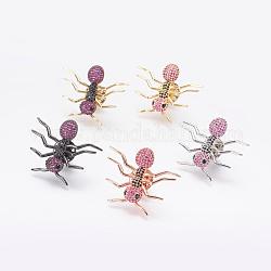 Латунные микропромывные кубические циркониевые броши, муравей, разноцветные, 28~29x34~36x5 мм, штифты : 1.2 мм