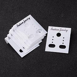Plastic Display Card, Used For Ear Stud, Earring and Earring Pendant, White, 38mm long, 30mm wide