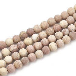 Legno naturale perline pietra pizzo fili, smerigliato, tondo, 10mm, Foro: 1.2 mm, circa 37~40pcs/filo, 14.9~15.1 pollice (38~38.5 cm)