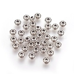 Séparateurs perles en alliage de style tibétain, Sans cadmium & sans nickel & sans plomb, rondelle, argent antique, 6.5x4mm, Trou: 2mm, environ 9521 pcs/4069 g
