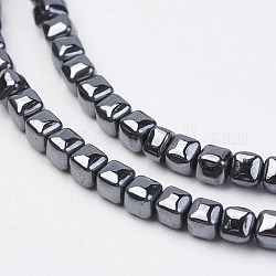 Non-magnetic Synthetic Hematite Beads Strands, Cube, 4x4x4mm, Hole: 1mm, about 103pcs/strand, 15.74 inch