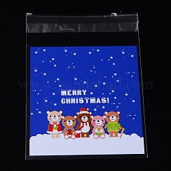 Прямоугольник мешки ОПП целлофан на Рождество, с рисунком мультфильма, синие, 14x9.9 см, односторонний толщина: 0.035 mm, внутренней меры: 11x9.9 см, около 95~100 шт / упаковка