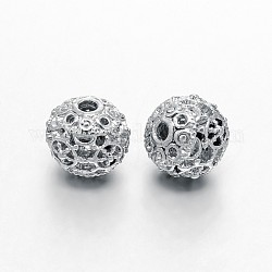 Zinc Alloy Round Beads, Lead Free & Nickel Free, Real Platinum Plated, 10mm, Hole: 1.5mm
