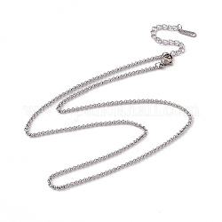 201 Stainless Steel Rolo Chain Necklace for Men Women, Stainless Steel Color, 17.72 inch(45cm)
