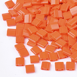 Perles miyuki tila, Perles de rocaille japonais, 2-trou, (tl406) orange opaque, 5x5x1.9mm, Trou: 0.8mm, environ 1180 pcs / sachet , 100 g / sac
