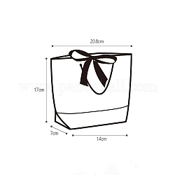 Картонные бумажные подарочные пакеты, сумки для покупок с черными ручками и бантами, прямоугольные, белые, 7x20.8x17 см