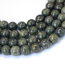Fili di perline rotonde di pietra naturale a forma di serpentino / pietra verde, 6~6.5mm, Foro: 1 mm, circa 63pcs/filo, 15.5 pollice