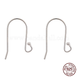 925 Sterling Silver Earring Hooks, Silver, 16.5x12~13mm, Hole: 2mm, 22 Gauge, Pin: 0.6mm
