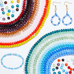 Ahadermaker 20 brin 20 brins de perles de verre de couleurs, facette, rondelle, transparent & opaque, couleur mixte, 4x3.5mm, Trou: 1mm, Environ 117~127 pcs/chapelet, 16.57'' (42.1 cm), 1 brin / couleur