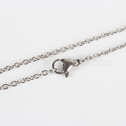 304 catena in acciaio inossidabile per collana, con chiusure moschettone, colore acciaio inossidabile, 21.65 pollice (55 cm), 1.9x0.5mm