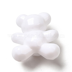 Perline acrilico opaco, orso, bianco, 17.5x16x11mm, Foro: 2.5 mm