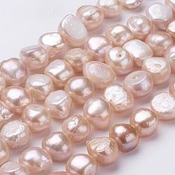 Fili di perle di perle d'acqua dolce coltivate naturali, pepite, sella marrone, 12~13x10~11x6~9mm, Foro: 0.5 mm, circa 34pcs/filo, 14 pollice